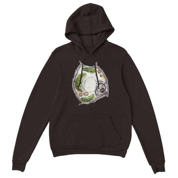 plant cell watercolor design on brown hoodie by ontogenie