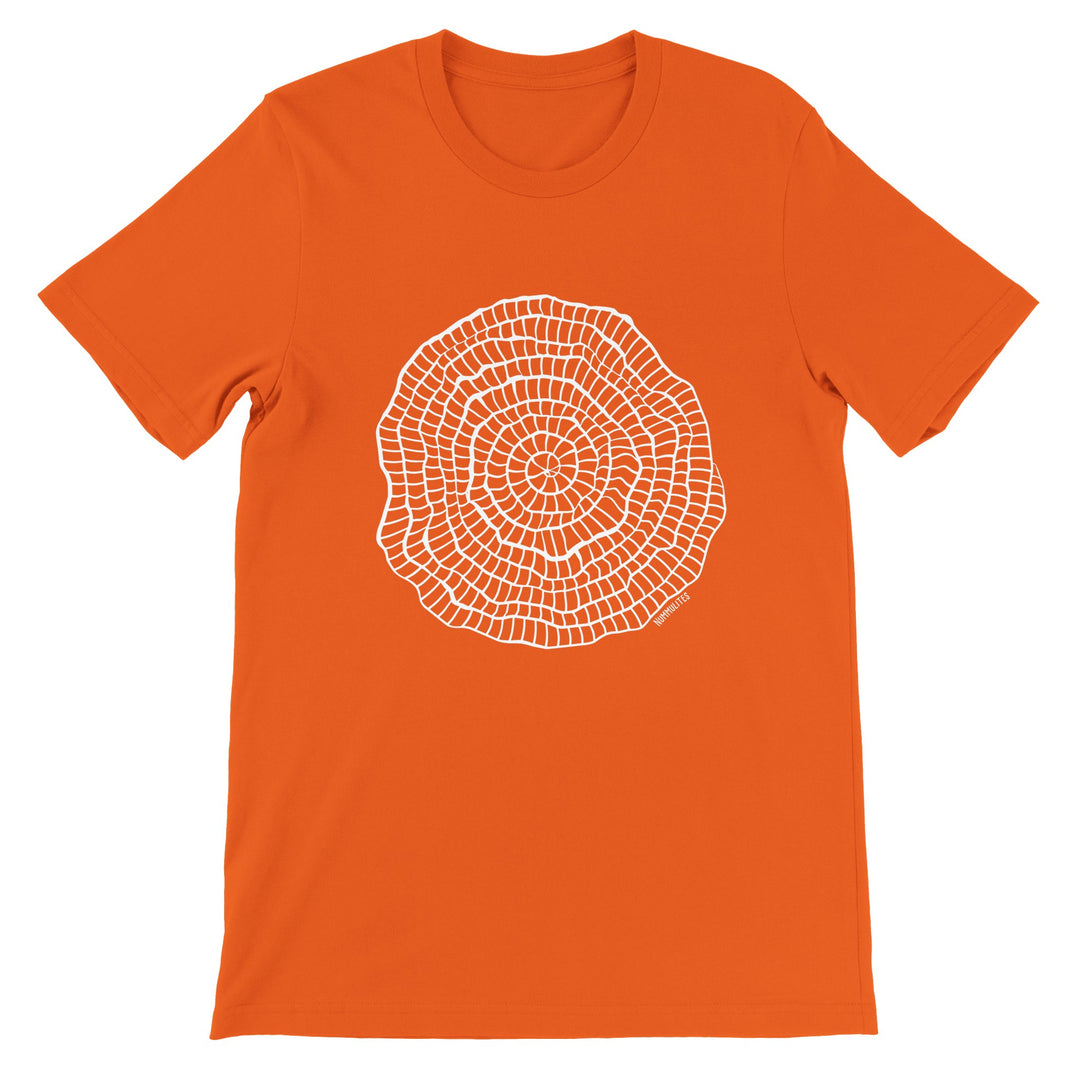 nummulites foraminifera t-shirt in orange by ontogenie