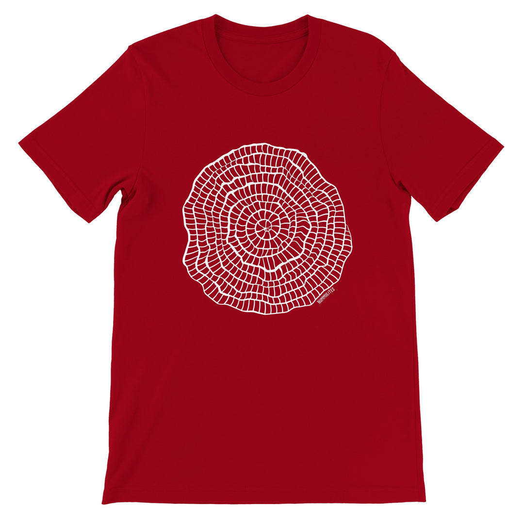 nummulites foraminifera t-shirt in red by ontogenie
