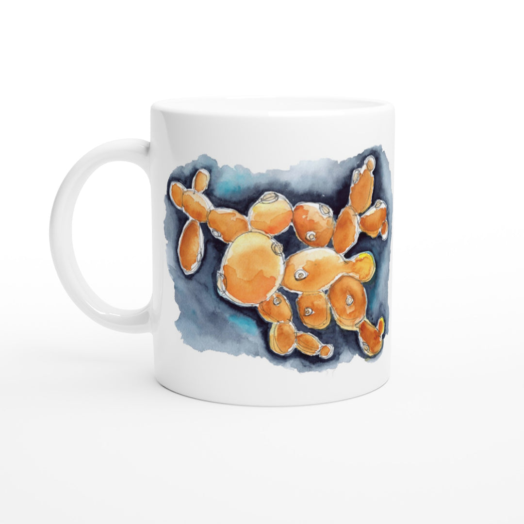 budding yeast watercolor design on 11oz mug by ontogenie