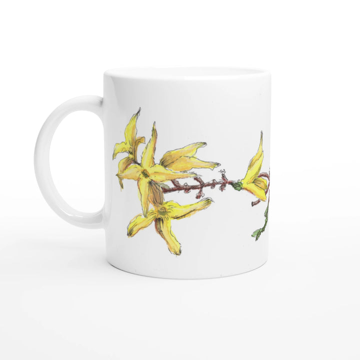 forsythia standard mug, yellow spring flower mug