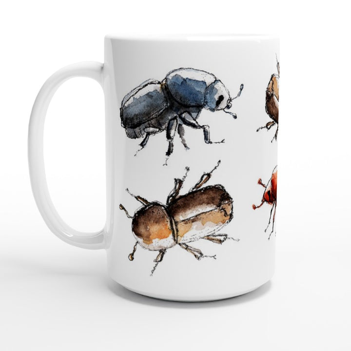 watercolor bark beetle painting printed on a tall mug by ontogenie
