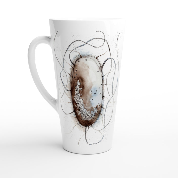 abstract watercolor illustration of E.coli printed on a latte mug by ontogenie