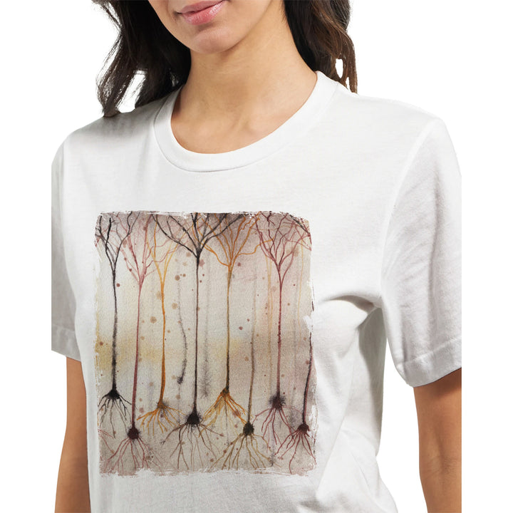 pyramidal neurons in gold on white tshirt