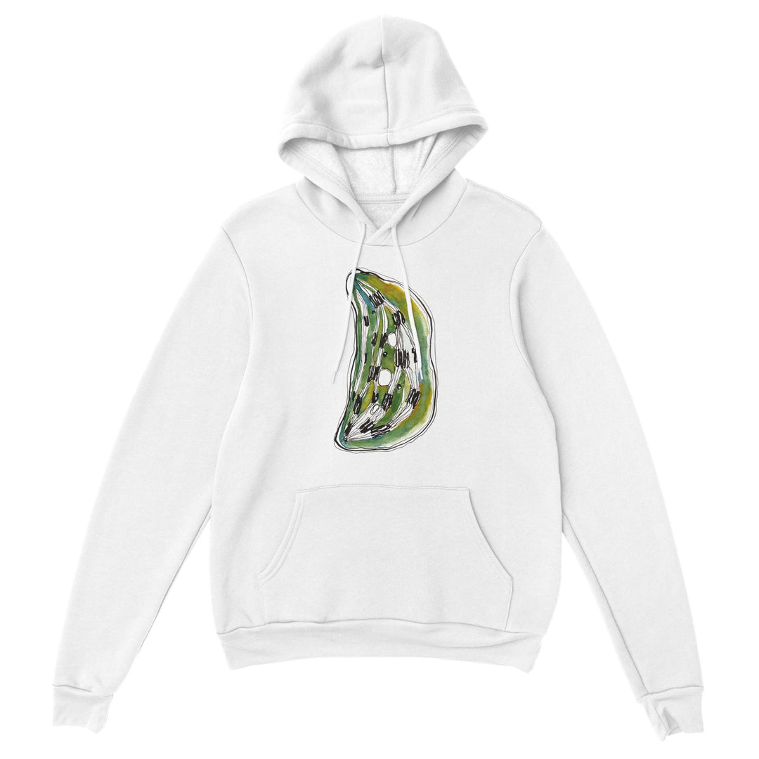 chloroplast watercolor design on white hoodie by ontogenie