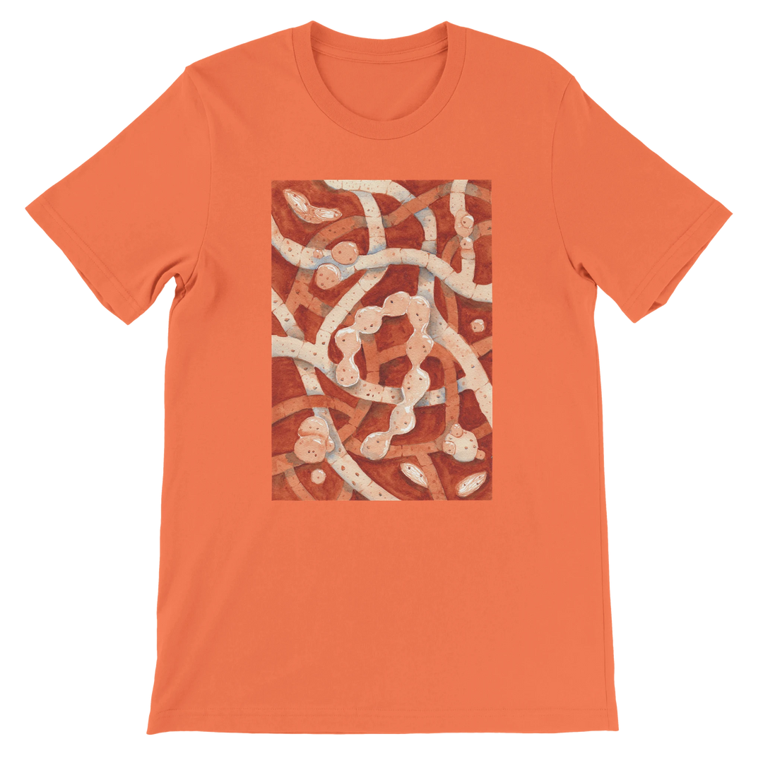 neurospora crassa filamentous fungus watercolor design tshirt, coral shirt
