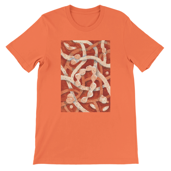 neurospora crassa filamentous fungus watercolor design tshirt, coral shirt