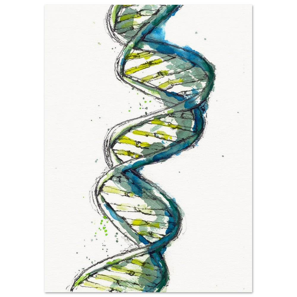 dna in green art print by ontogenie
