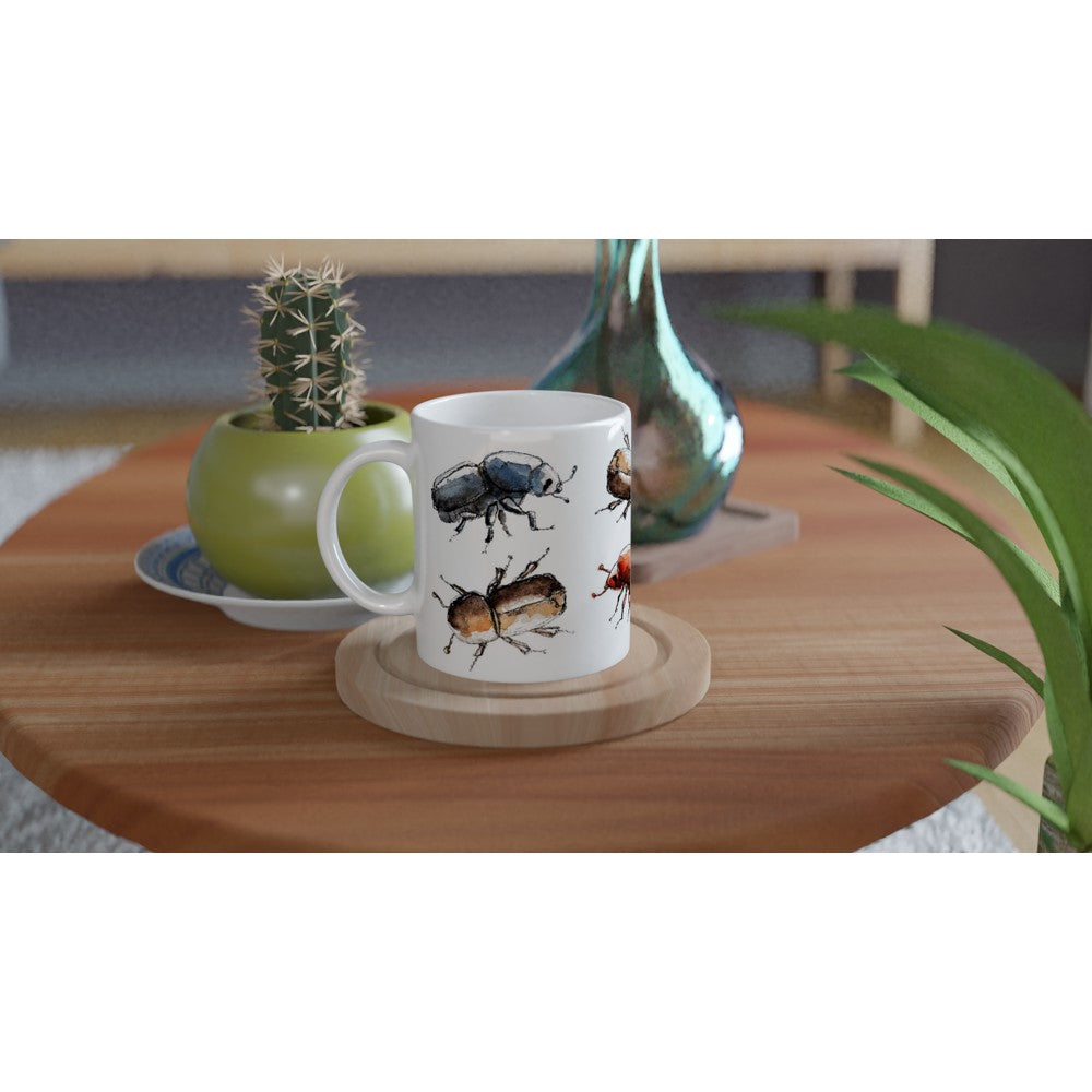 watercolor bark beetle painting printed on a mug by ontogenie