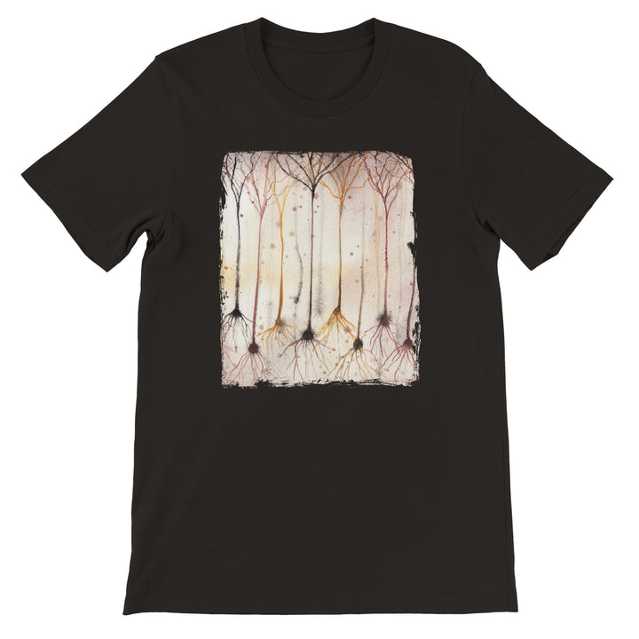 pyramidal neurons in gold on black tshirt