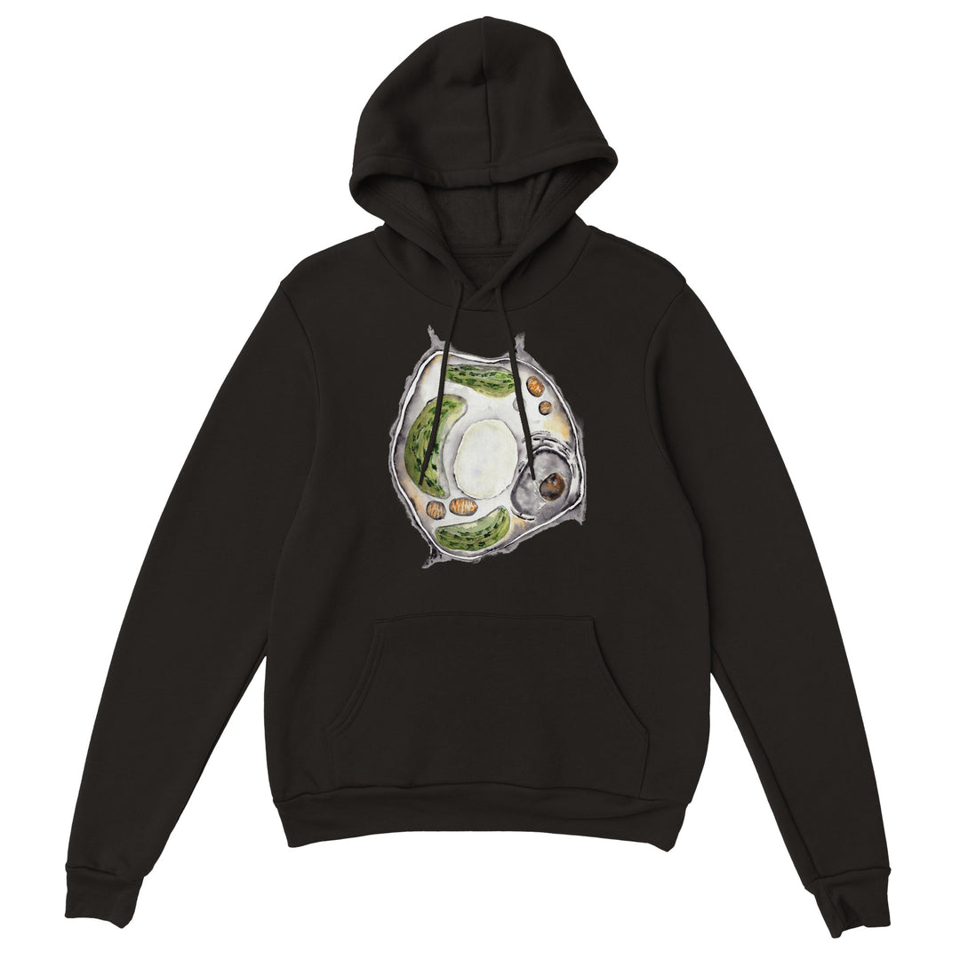 plant cell watercolor design on black hoodie by ontogenie