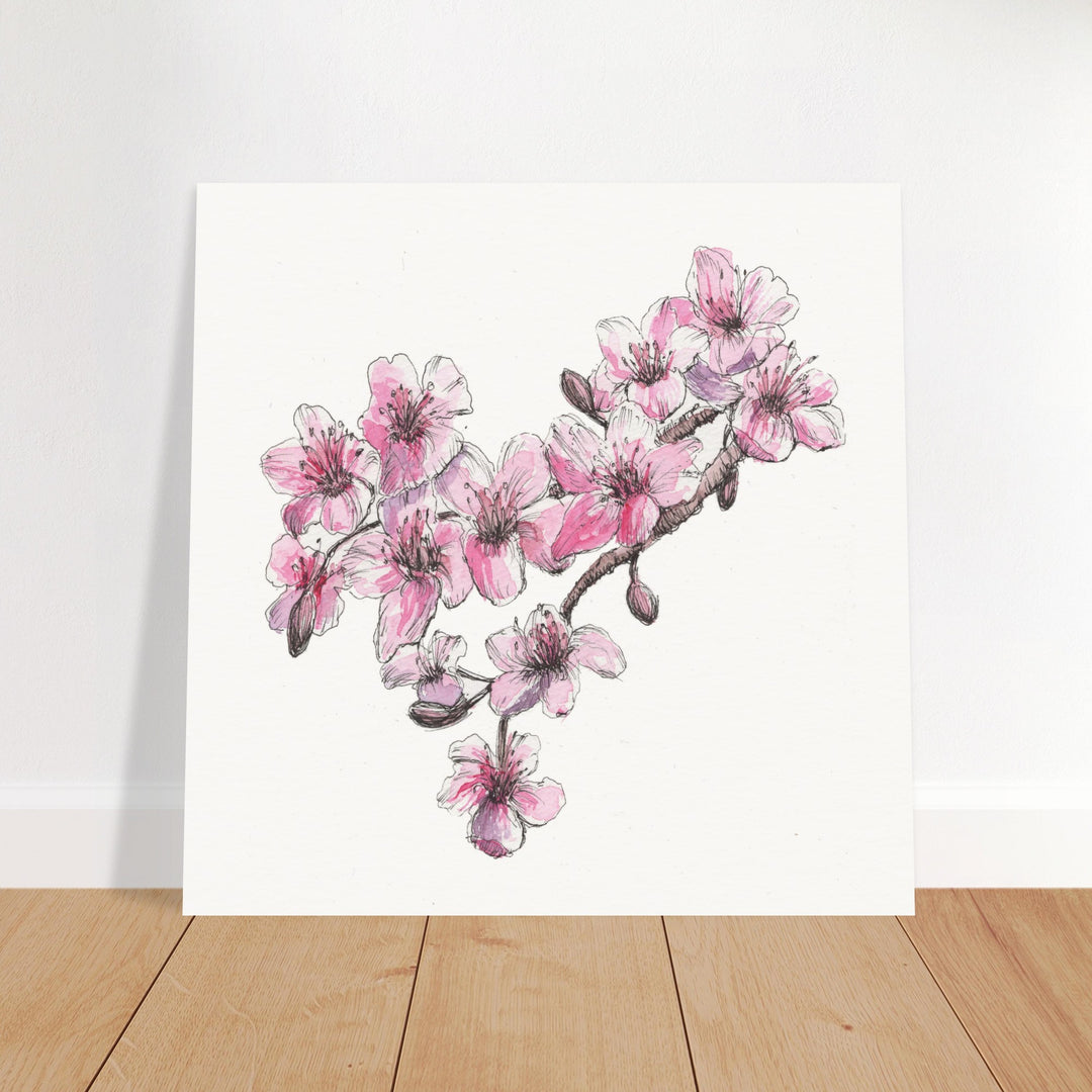 cherry blossom watercolor art print framed