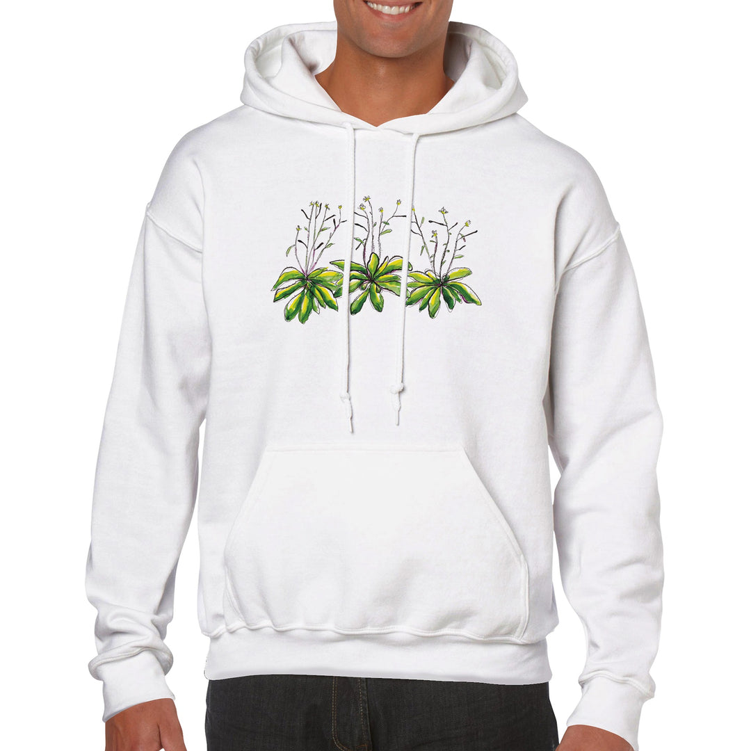 arabidopsis thaliana watercolor design on white hoodie by ontogenie