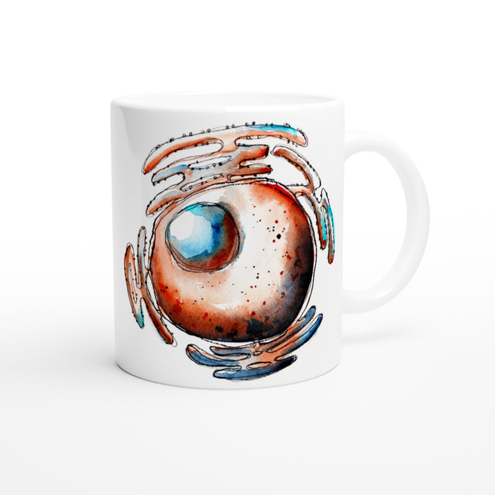 cell nucleus abstract design on white mug