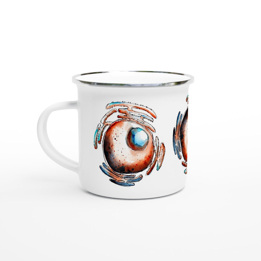 cell nucleus abstract design on white enamel mug