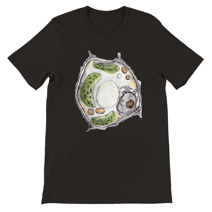 plant cell watercolor design on black t-shirt by ontogenie