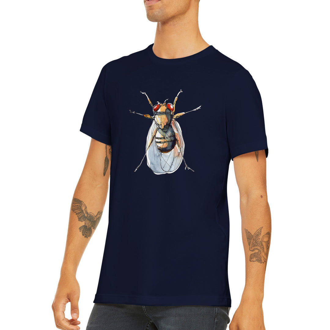 drosophila fruit fly t-shirt in navy blue by ontogenie