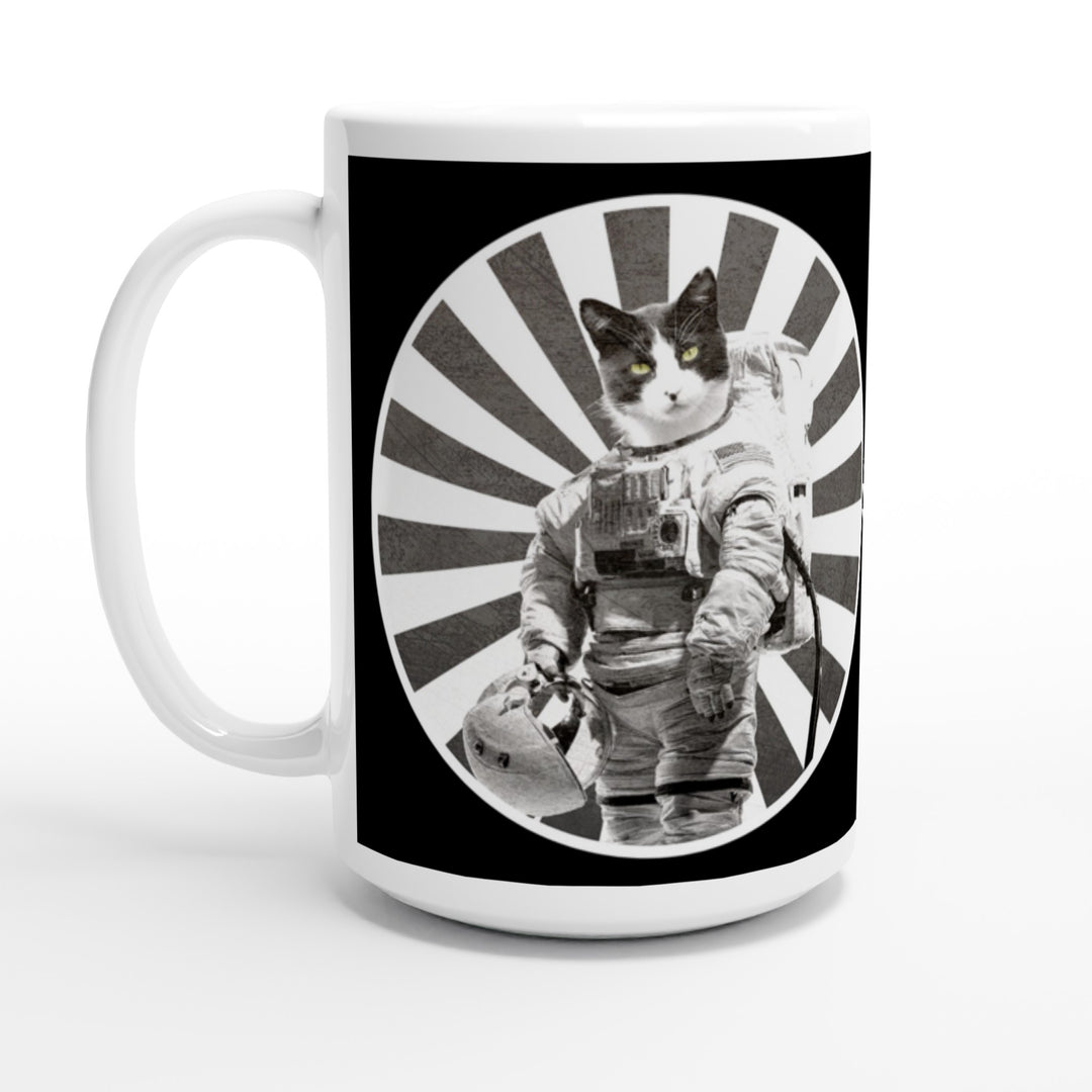 space cat astronaut tuxedo cat design on mug by ontogenie