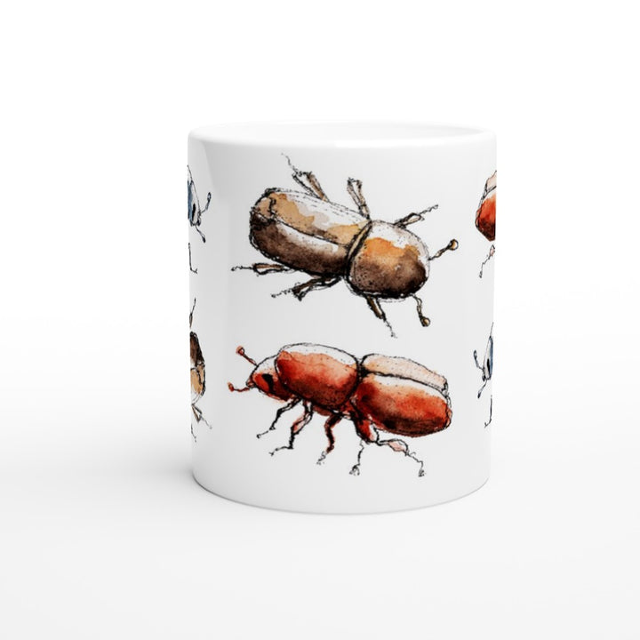 watercolor bark beetle painting printed on a mug by ontogenie