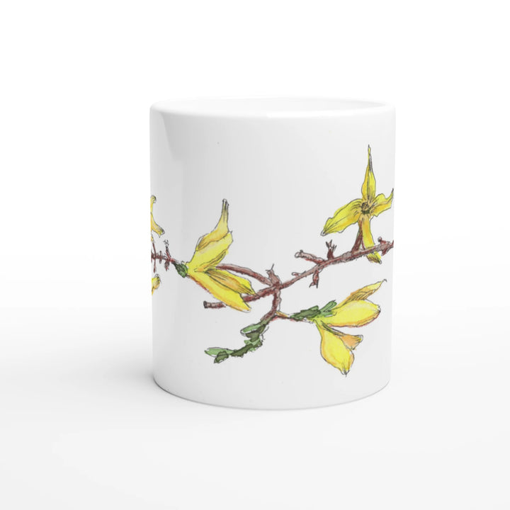 forsythia standard mug, yellow spring flower coffee cup
