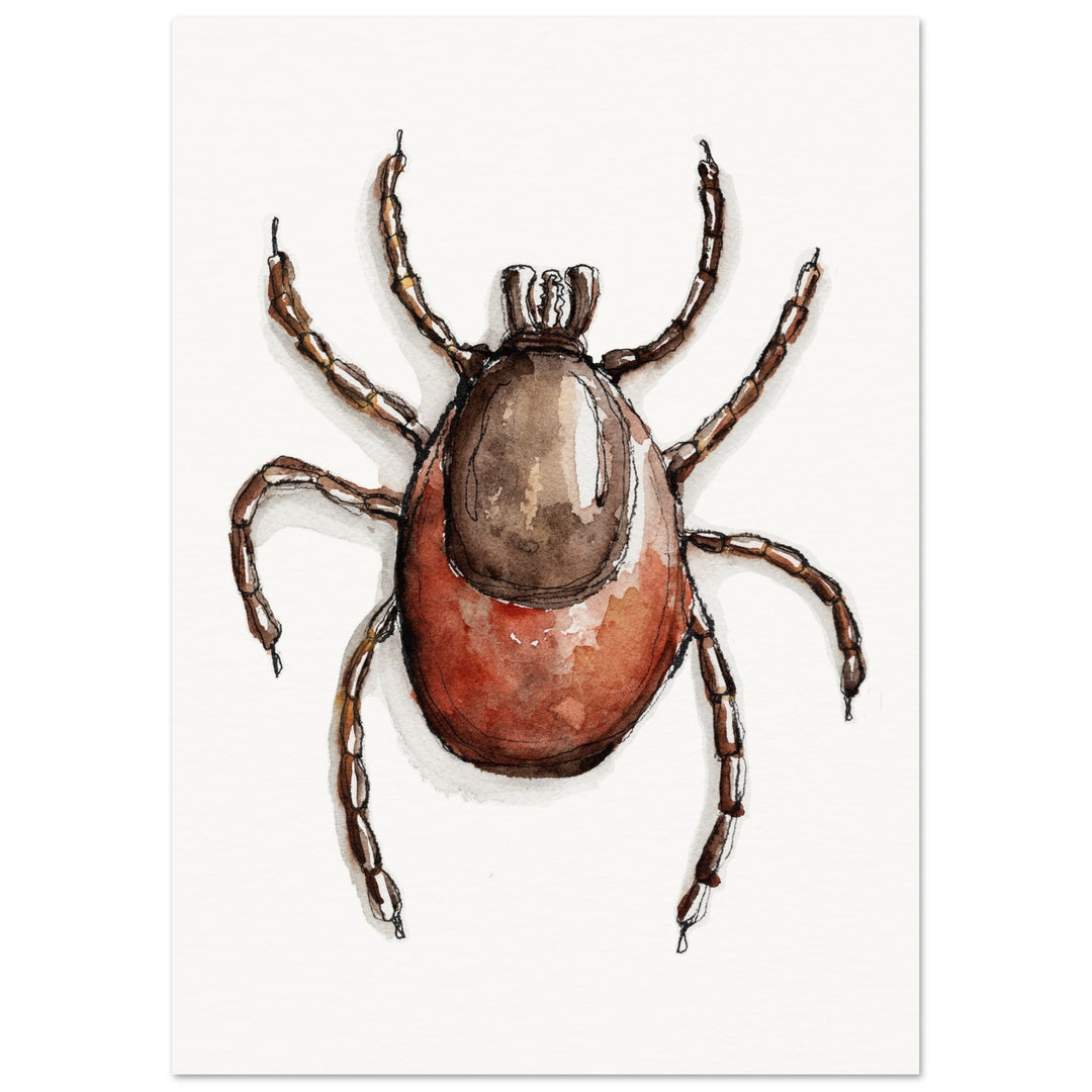 ixodes tick watercolor art print by ontogenie