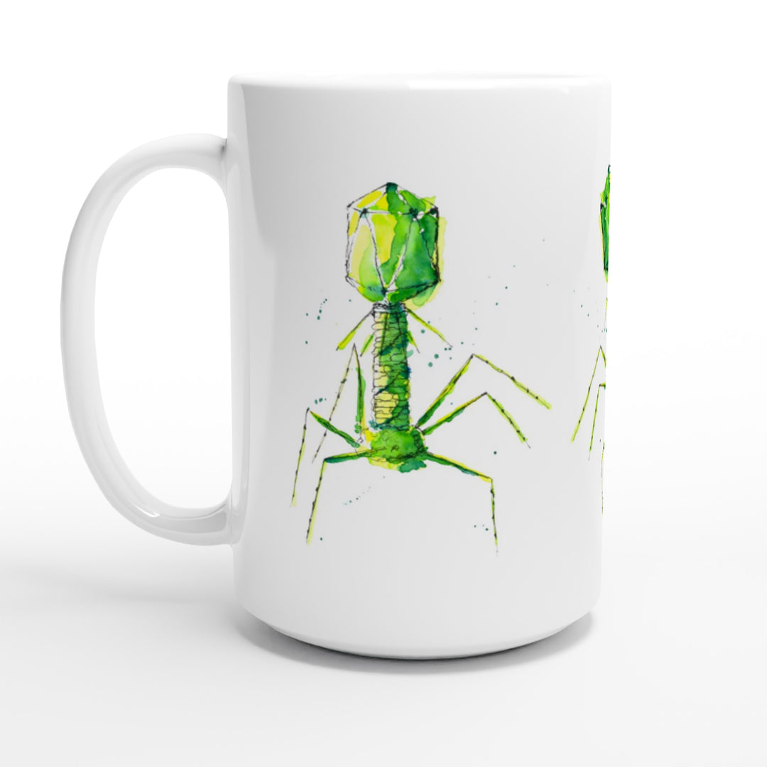 green bacteriophage design on tall mug by ontogenie