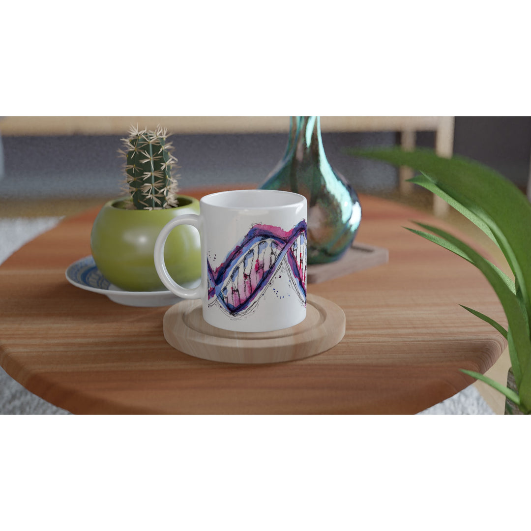 purple abstract dna mug design by ontogenie