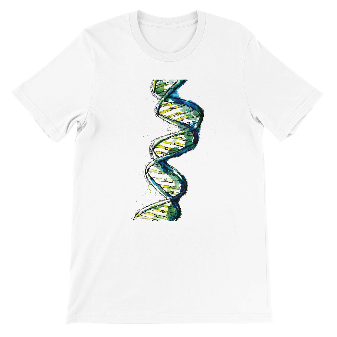 green watercolor dna design on tshirt by ontogenie