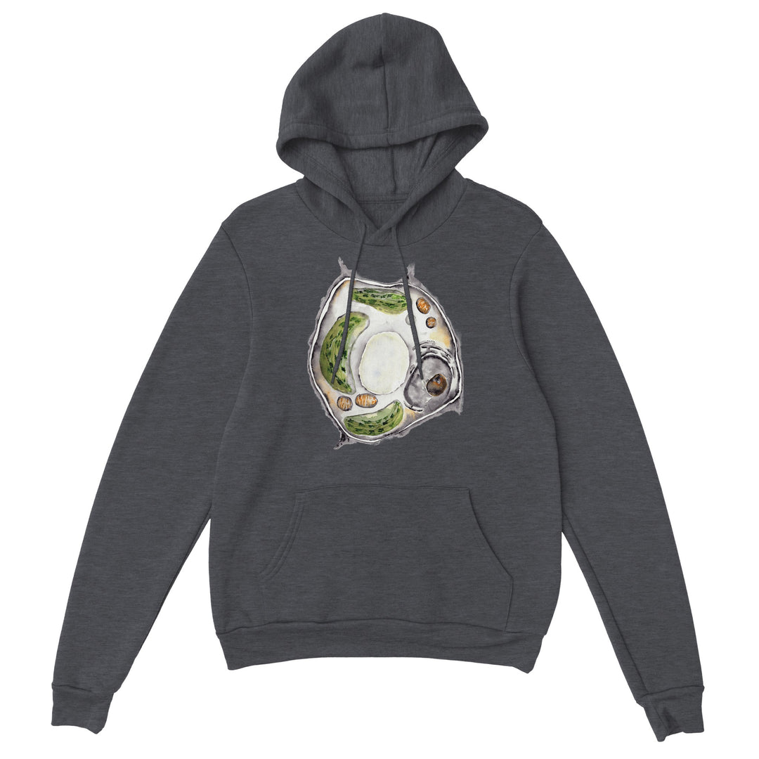 plant cell watercolor design on grey hoodie by ontogenie