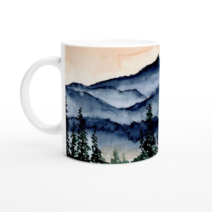 mountain ceramic mug with original art by ontogenie