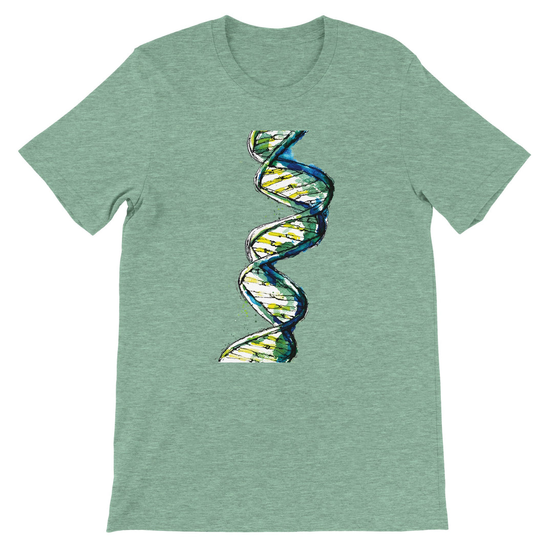 green watercolor dna design on tshirt by ontogenie