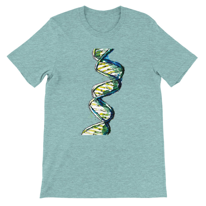 green watercolor dna design on tshirt by ontogenie