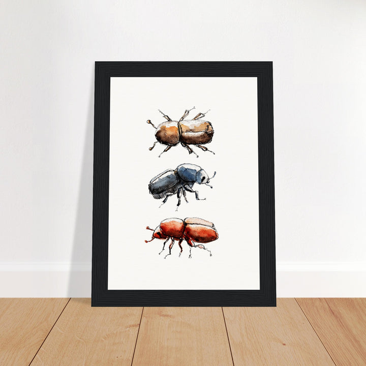 framed print of bark beetle watercolor painting by ontogenie