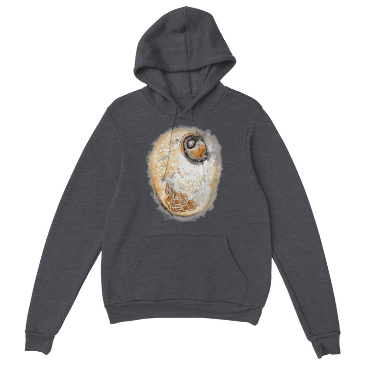 animal cell watercolor painting printed on gray hoodie by ontogenie