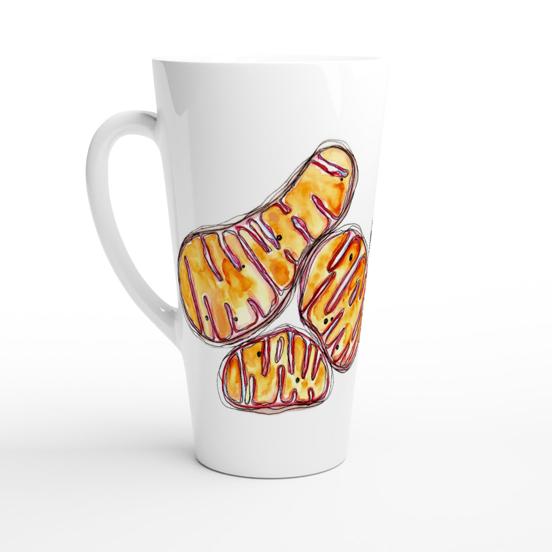 abstract mitochondria painting printed on latte mug by ontogenie