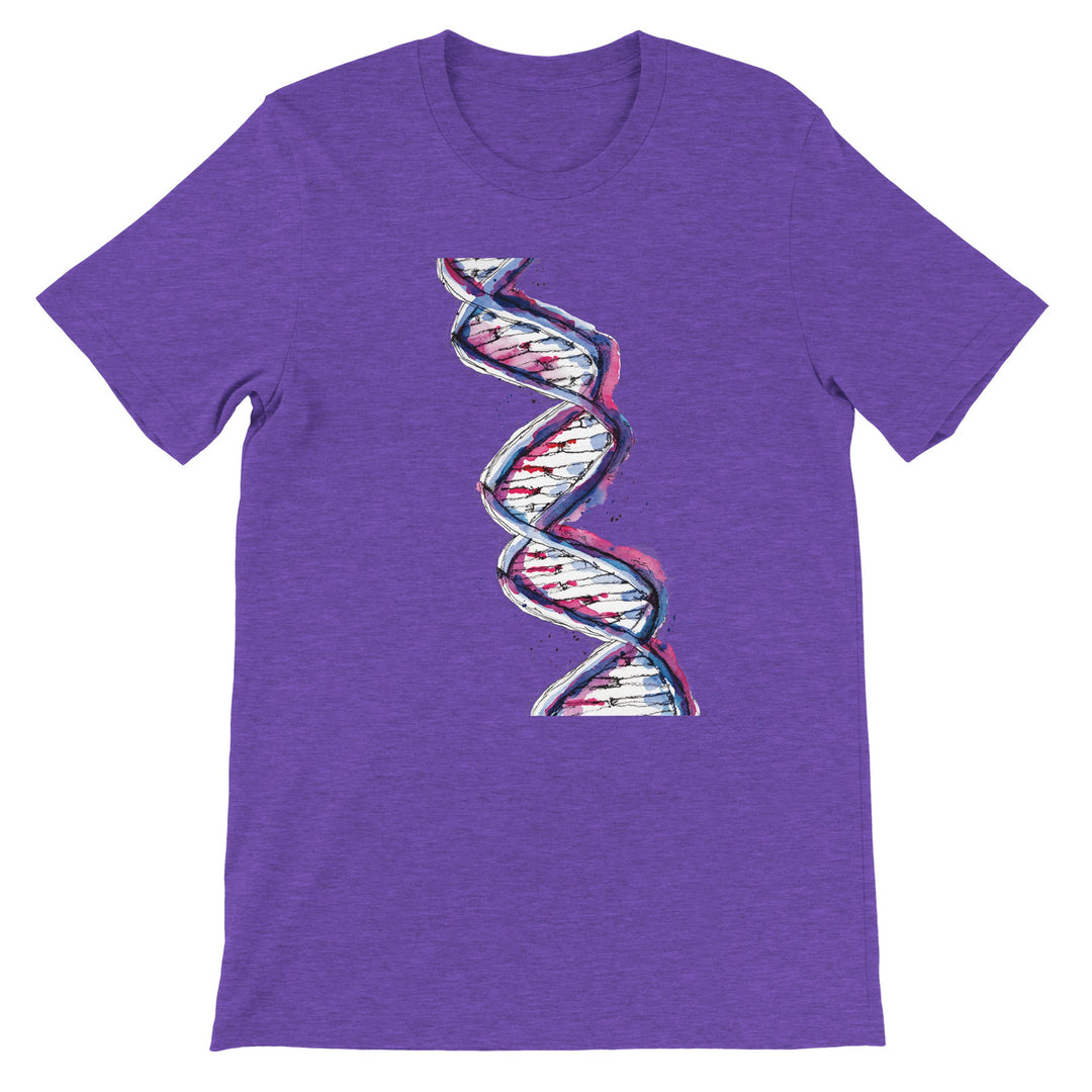 purple watercolor dna design on t shirt by ontogenie