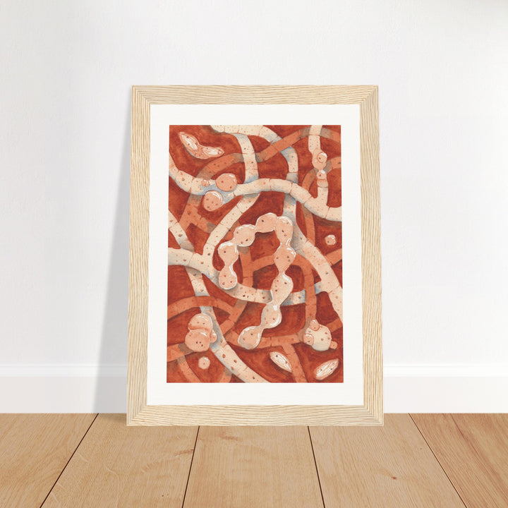 neurospora crassa filamentous fungus art print natural wood frame