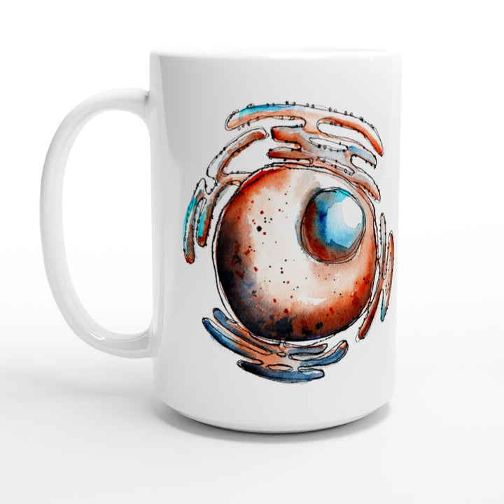 cell nucleus abstract design on tall white mug
