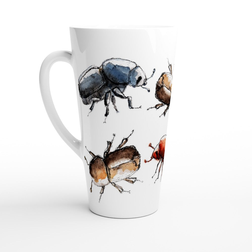 watercolor bark beetle painting printed on a latte mug by ontogenie