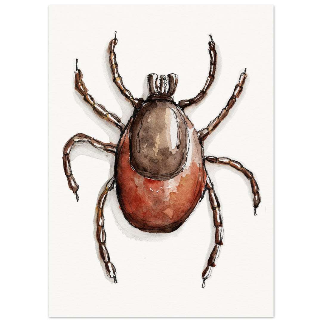 ixodes tick watercolor art print by ontogenie