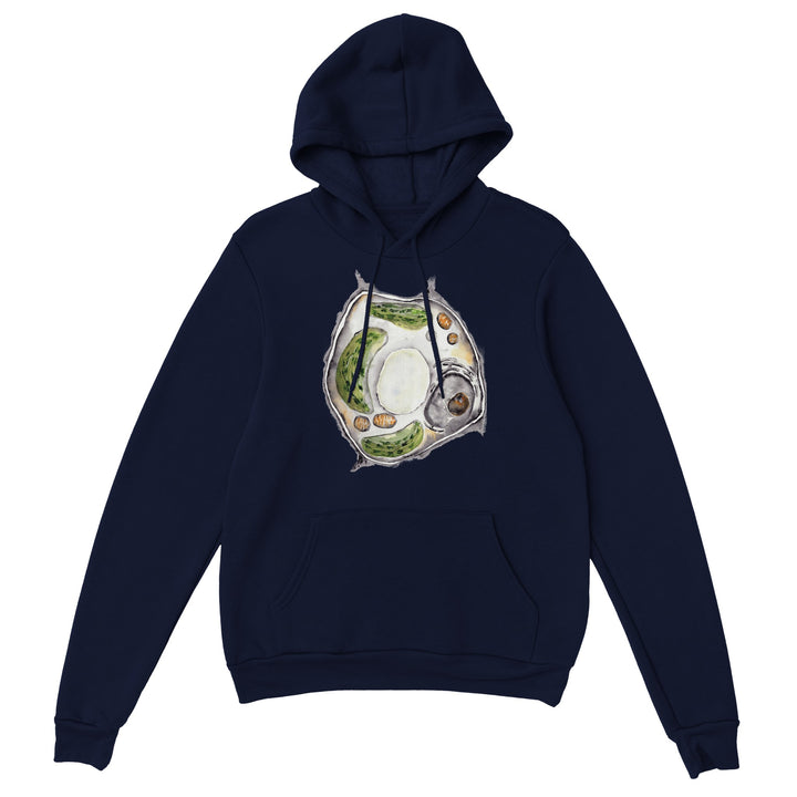 plant cell watercolor design on navy blue hoodie by ontogenie
