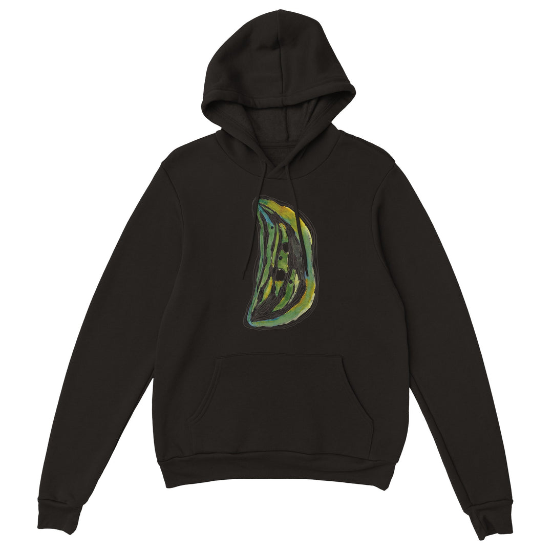 chloroplast watercolor design on dark black hoodie by ontogenie