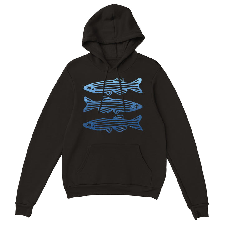 zebrafish design on black hoodie by ontogenie