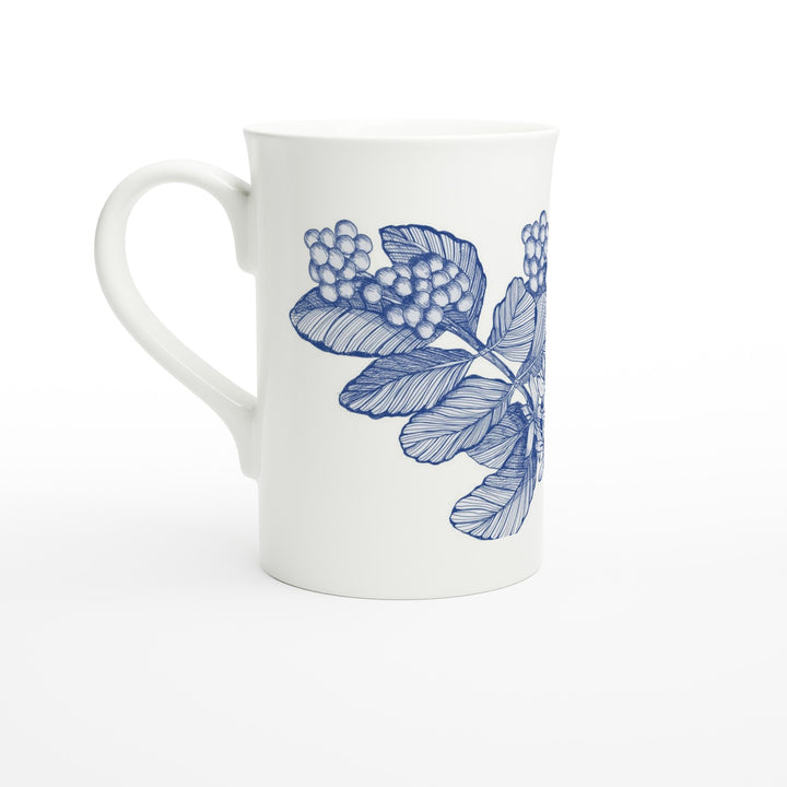coffea arabic ceramic slim mug with hand-drawn delft blue line drawing