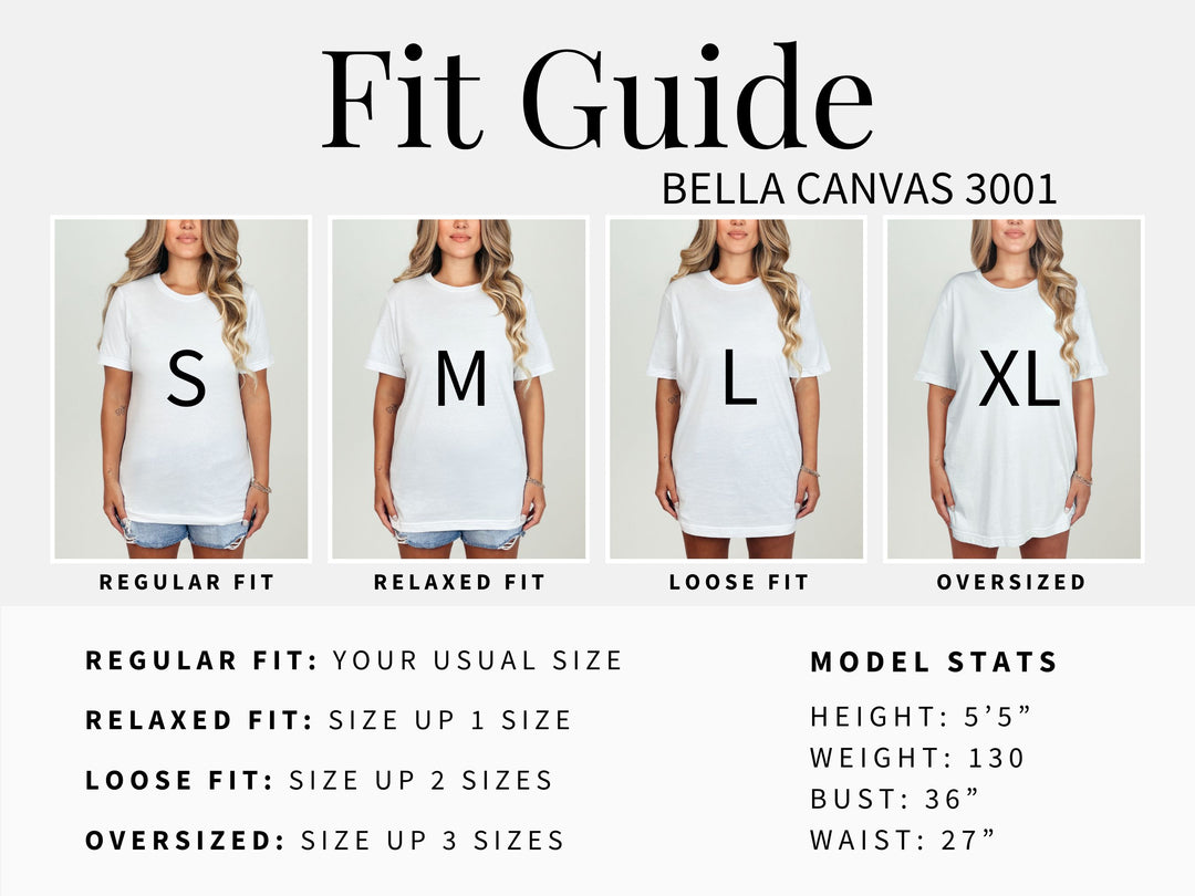 t-shirt fit guide bella canvas 3001