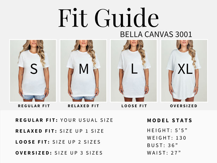 t-shirt fit guide bella canvas 3001