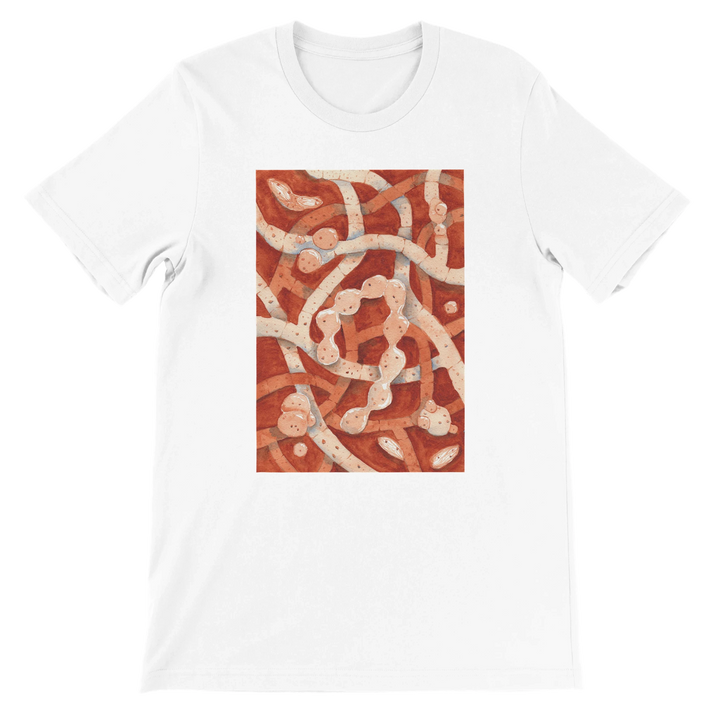 neurospora crassa filamentous fungus watercolor design tshirt, white shirt