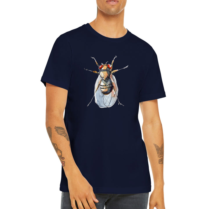 drosophila fruit fly t-shirt in navy blue by ontogenie