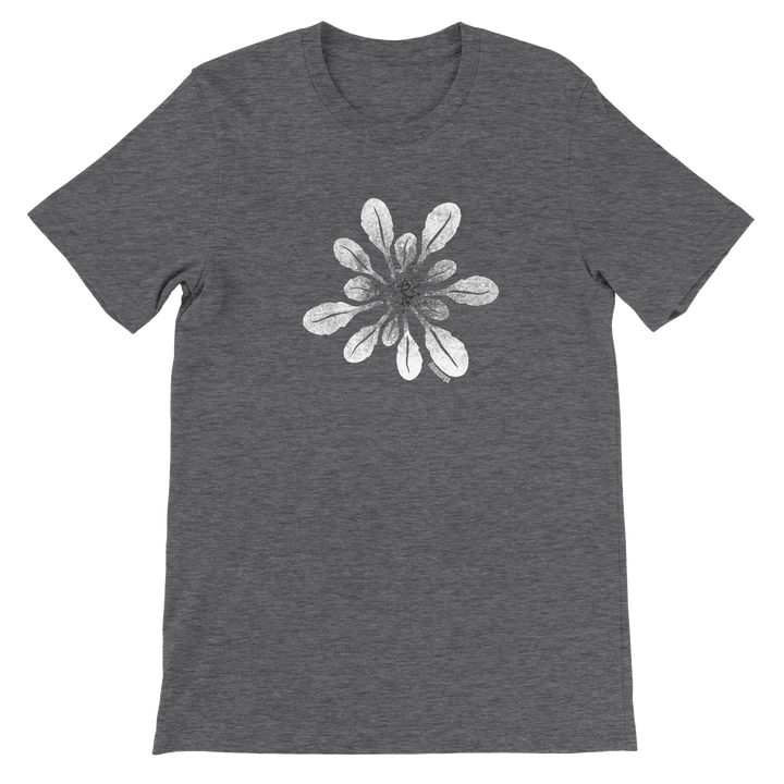 arabidopsis design on dark gray heather t-shirt by ontogenie