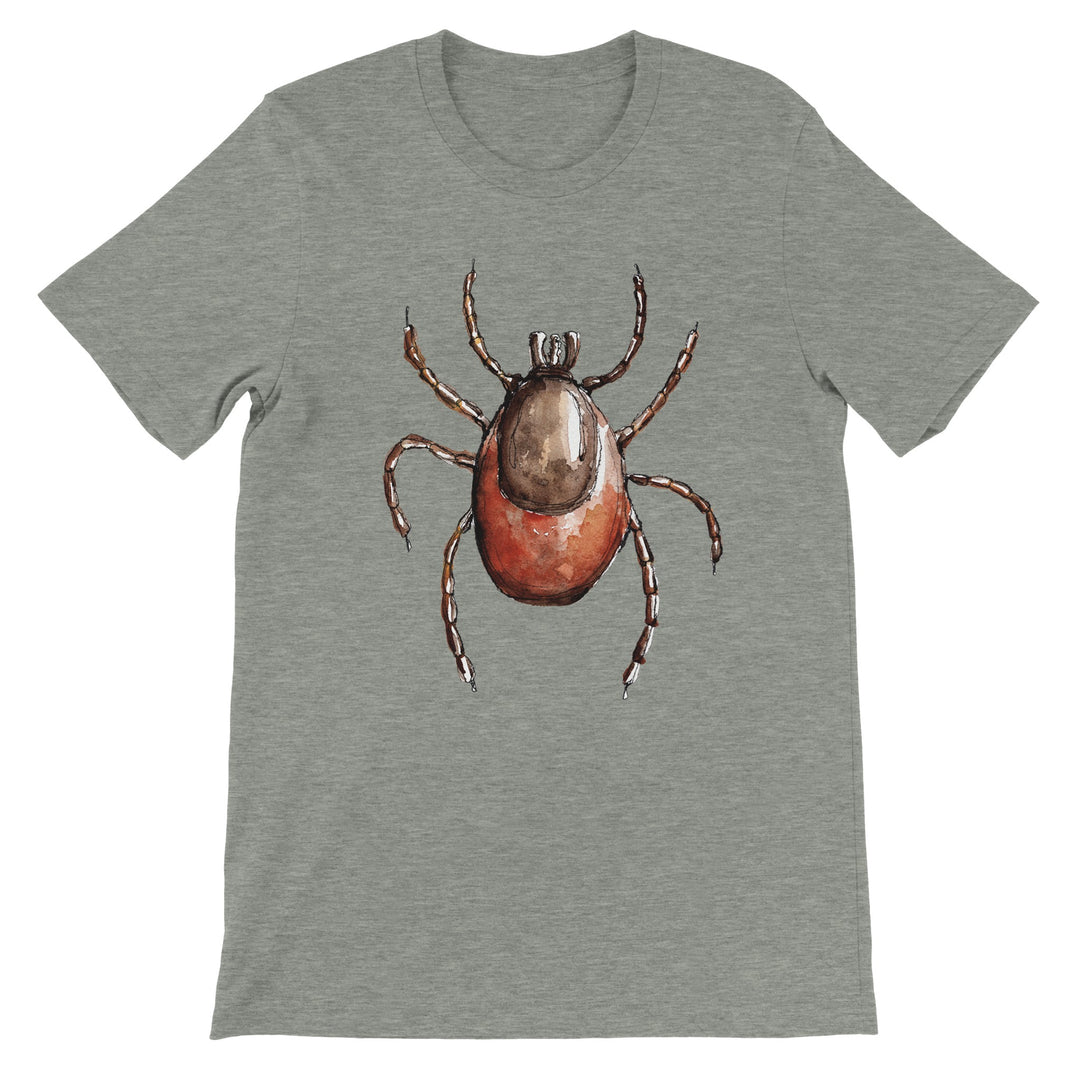 watercolor ixodes tick design on heather gray t-shirt by ontogenie